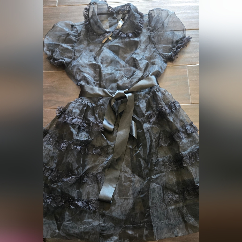 Dolls Kill WIDOW Black Sheer Ruffled Baby Doll DRESS Sz XS NWOT - Picture 7 of 7